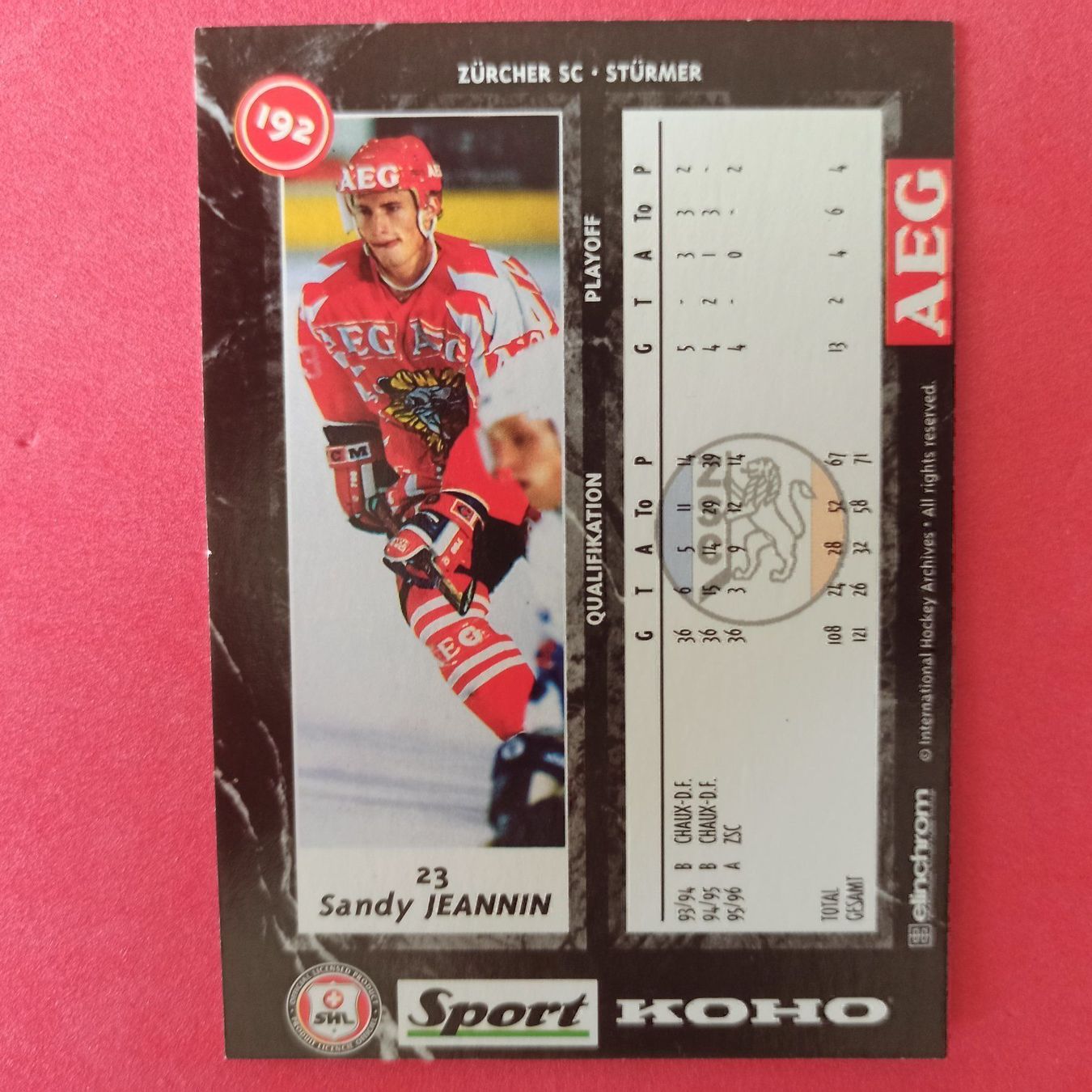 Carte collezionabili: Sandy Jeannin - ZSC CARD - 1996/97 – Usato da Dübendorf venduto da kb86_MOVIE 1