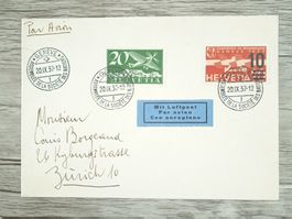 TR105 Enveloppe + Timbre Suisse 1937