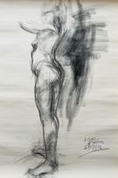 Original Figurzeichnung – Aktstudie – Kohle auf Papier