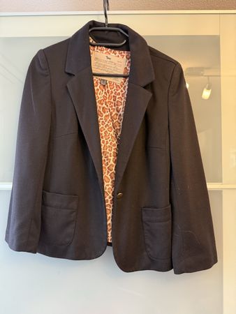 Schwarzer Blazer Gr. 38/M mit Leopardenmuster Innenfutter
