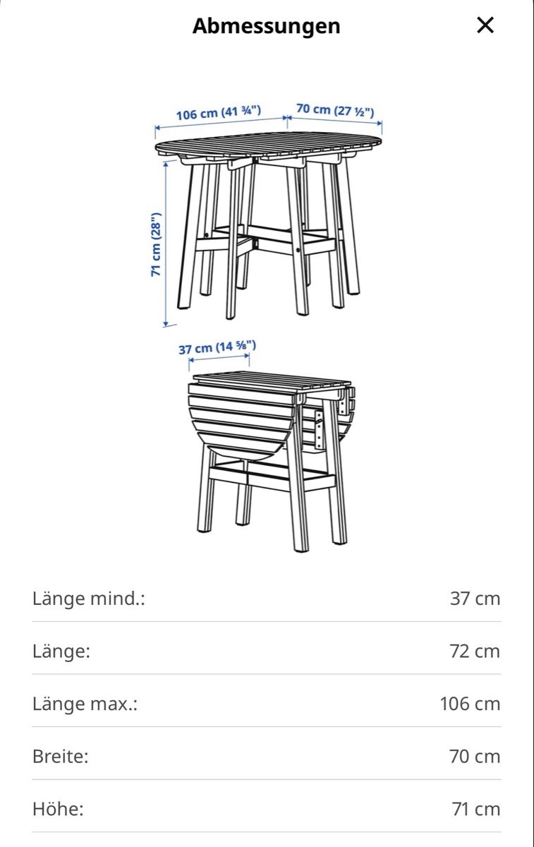 Tables: ASKHOLMEN IKEA Klapptisch Balkon/Terrasse – Neuf (Voir description) à Zürich par sunitaf 4