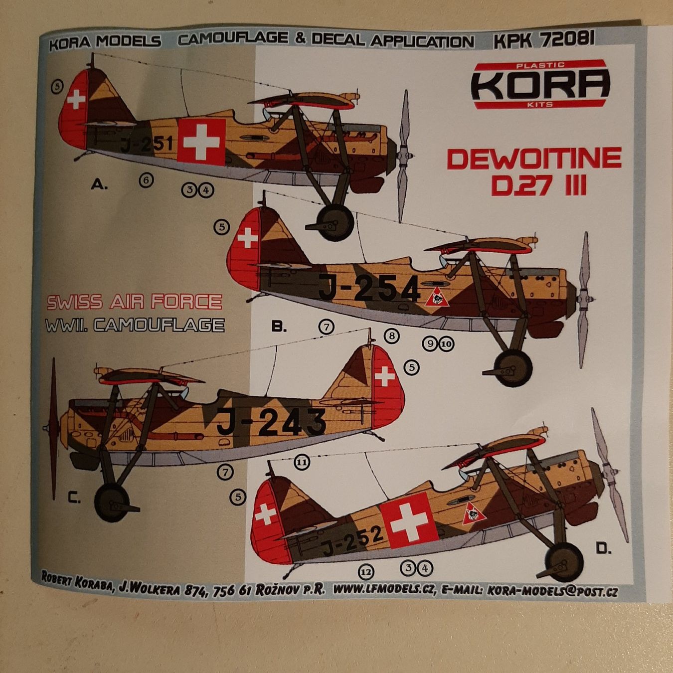 Schweizer Armee Modellbausätze & Standmodelle: 836 ... Dewoitine D.27. III ... Kora 72 081 – Gebraucht aus Bonstetten von  1
