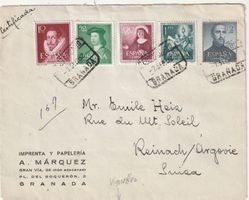 Spanien Brief mit Buntfrankatur 1952