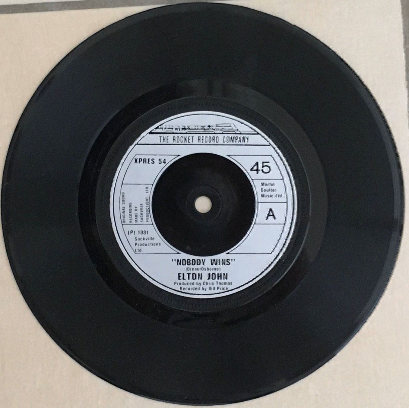 Schallplatten: ELTON JOHN - NOBODY WINS – Gebraucht aus Bussigny von vinyl-pas-cher 2