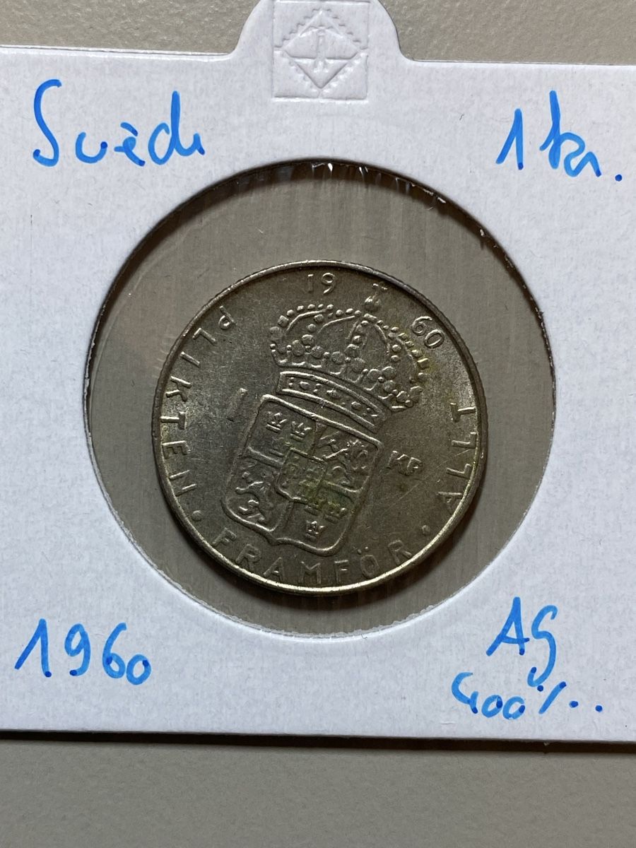 Tutti le monete: Suède - 1 couronne - 1960 - AG  – Usato da Payerne venduto da Mike1682