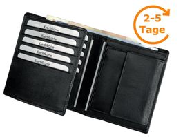 Kombi-Brieftasche, Leder, schwarz