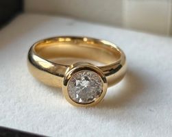 Gelbgoldring 750, 1.16ct., L. Faint Brown I2, Gr. 52.5 (I86)