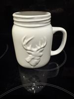Keramik Tasse weiss mit Hirsch Motiv guter Zustand