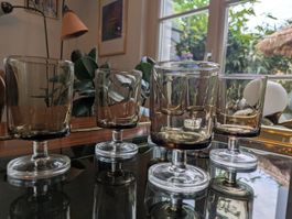 6er Set Rauchglas Gläser 60er Jahre Vintage Top Zustand