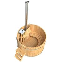 Holz-Hotpot rund mit Innenofen aus Lärchenholz / L023