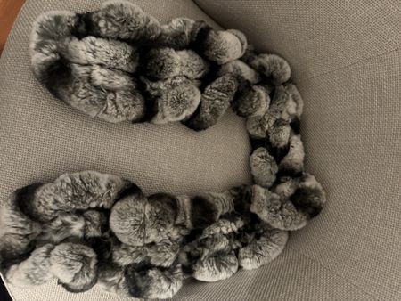 Grey Rex Rabbit Fur Scarf - Super Soft and Warm!