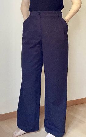 Stoffhose Straight High Waist 36 Monki dunkelblau