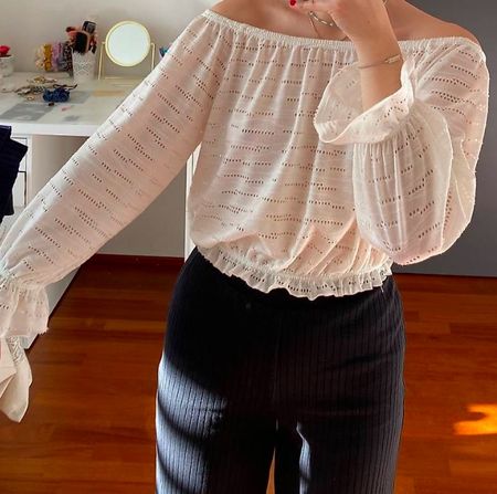 Sommer Bluse, schulterfrei, weiss