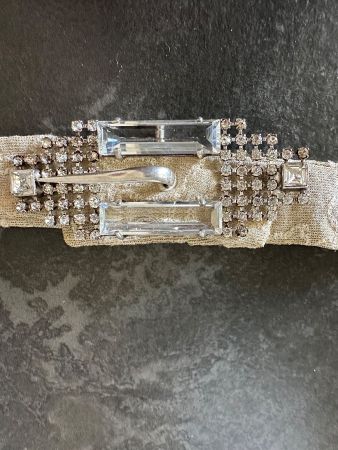 Rare Ceinture Art déco ancienne avec soie 70cm