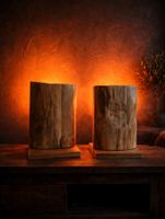2x EICHE HOLZSTAMM LEUCHTEN – RGB MIT HANDY STEUERBAR