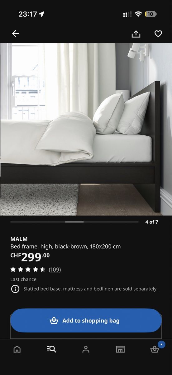 Ikea Letti: Malm 180x200 with mattress  – Usato da Zug venduto da joepg 2