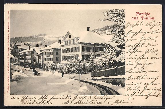 Cartes postales: Teufen, Ortspartie mit Pferdeschlitten i – D'occasion à Berlin par bartko-reher