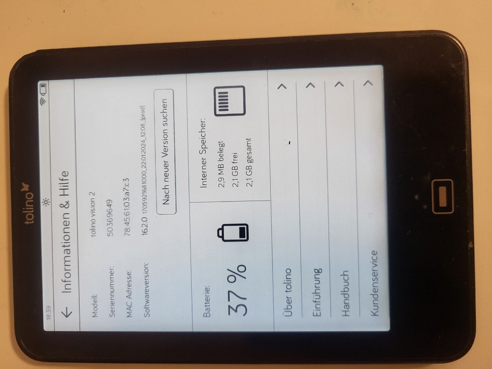 Tolino Tablet PC: Tolino Vision 2 E-Reader schwarz funktionsfähig – Usato da Flawil venduto da Hamdia12 2
