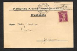Solothurn illustrierte Postkarte Kantonale Krankenkasse 1928