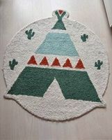 Kinderteppich Tipi/Indianerzelt weiss/beige/grün