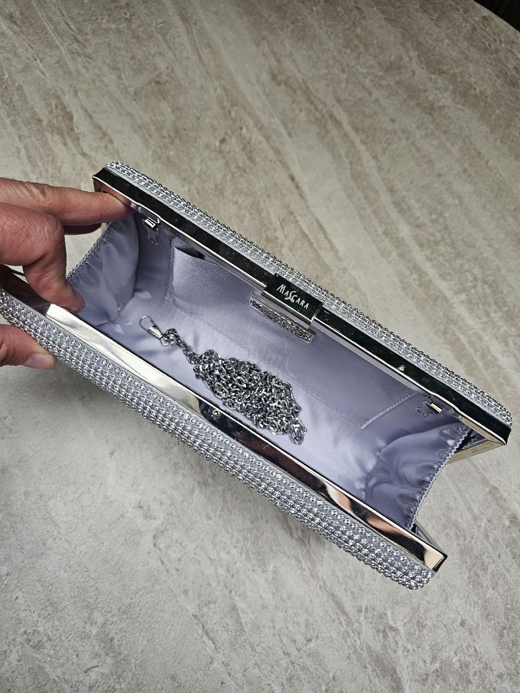 Borse da donna: Edle Abendtasche / Clutch Silber und Strass – Usato da Bern venduto da Oscarella 4