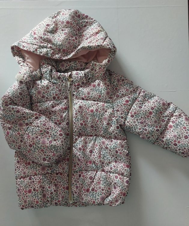 Manteau Shabby Chic Fille Taille 3-4 - Rose Avec Fleur Au Crochet - Occasion Très Bon État