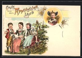 Litho Schweiz, Appenzeller in Tracht, Ap