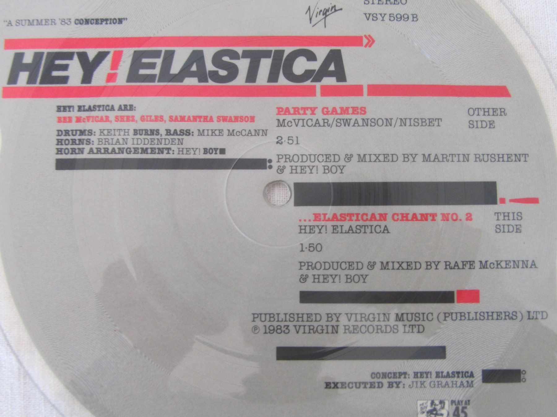 Schallplatten: Hey Elastica:  Party Games  / Picture, Shape Disc – Gebraucht aus Seengen von mikelele 2