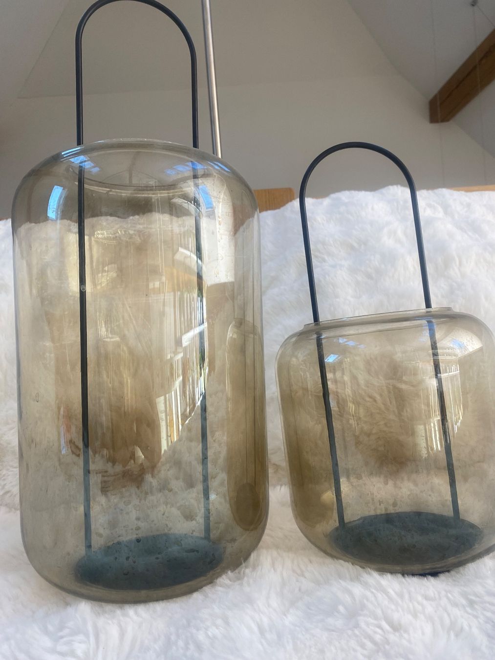 Micasa Lanterne: Windlichter Glas Metall Set 2 Stück – Usato da Bützberg venduto da moeide