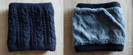 Warmer Strickschal Loop mit Fleecefutter, schwarz