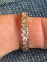 Luxus Elegante gr.17/7 Ring Zirkonia Memoire Goldfarben