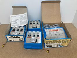 4er Set Märklin Trafo 6611 mit 3 Fahrgeräten 6600