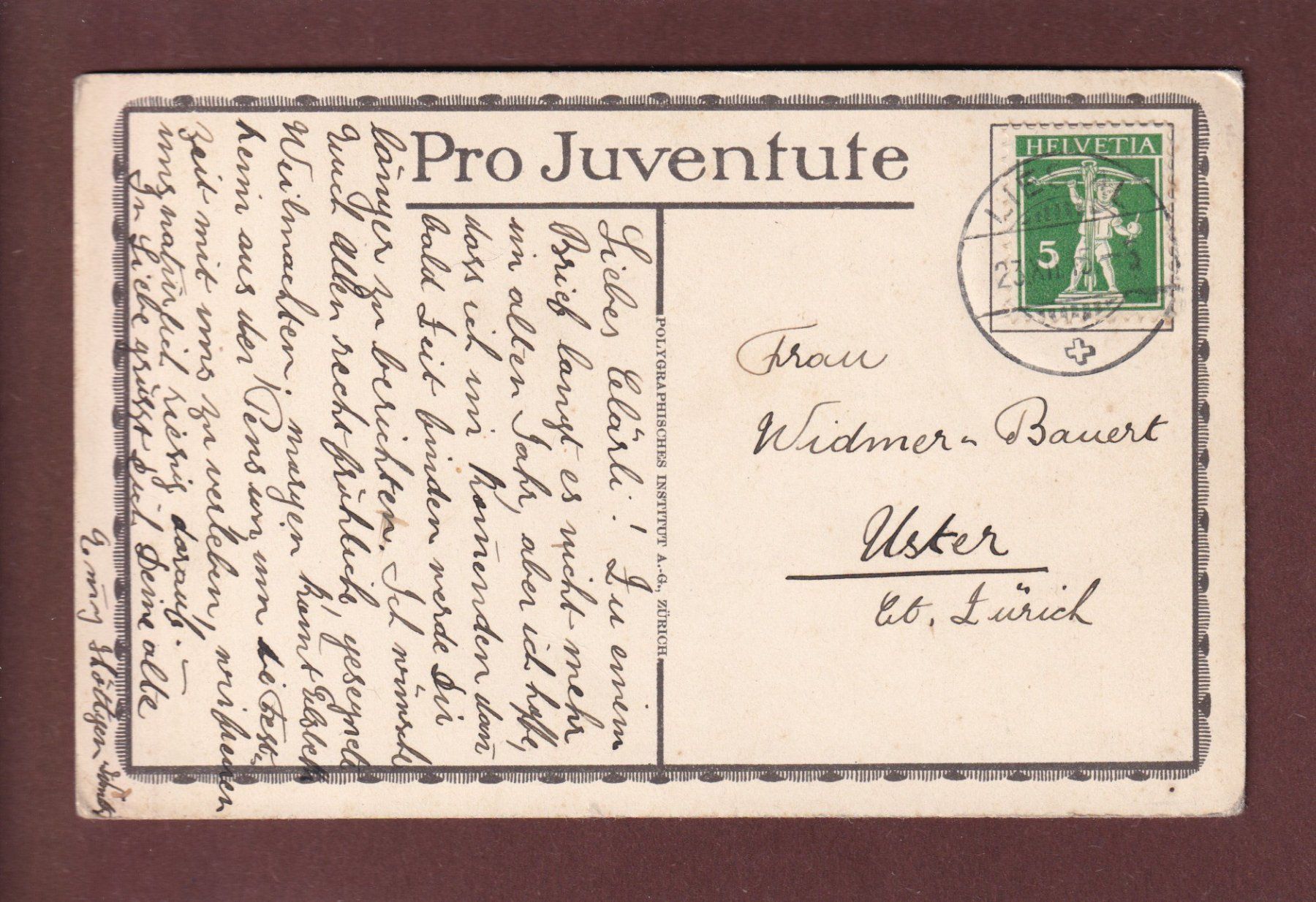 Cartoline postali: PRO JUVENTUTE - Basel - 1915 – Usato da Pully venduto da nicecards 1