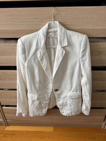 Mango white 100% linen blazer xs