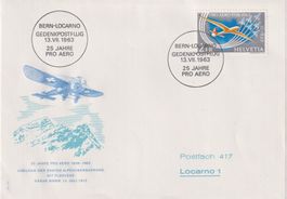 1963 Pro Aero Postflug Bern-Locarno SF 63.1b