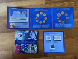 Der Währungswechsel Münzsätze Euro und D-Mark / Briefmarken