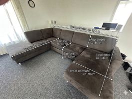 Ecksofa mit Schlaffunktion und Stauraum, grau, 3.14m