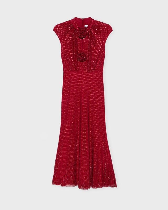 Self-Portrait Vestiti: Self Portrait Dress Rhinestone Fishnet Midi – Nuovo e nell'imballaggio originale da Altendorf venduto da Ro 5
