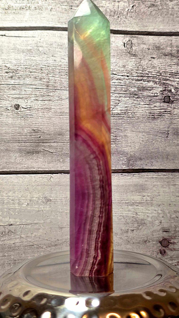 Minerali & Pietre curative: Regenbogen Fluorit Obelisk C 183g – Nuovo e nell'imballaggio originale da Matzingen venduto da Shay_Crystalz