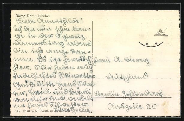 Cartoline postali: AK Davos-Dorf, Kirche bei Schnee – Usato da Berlin venduto da bartko-reher 1
