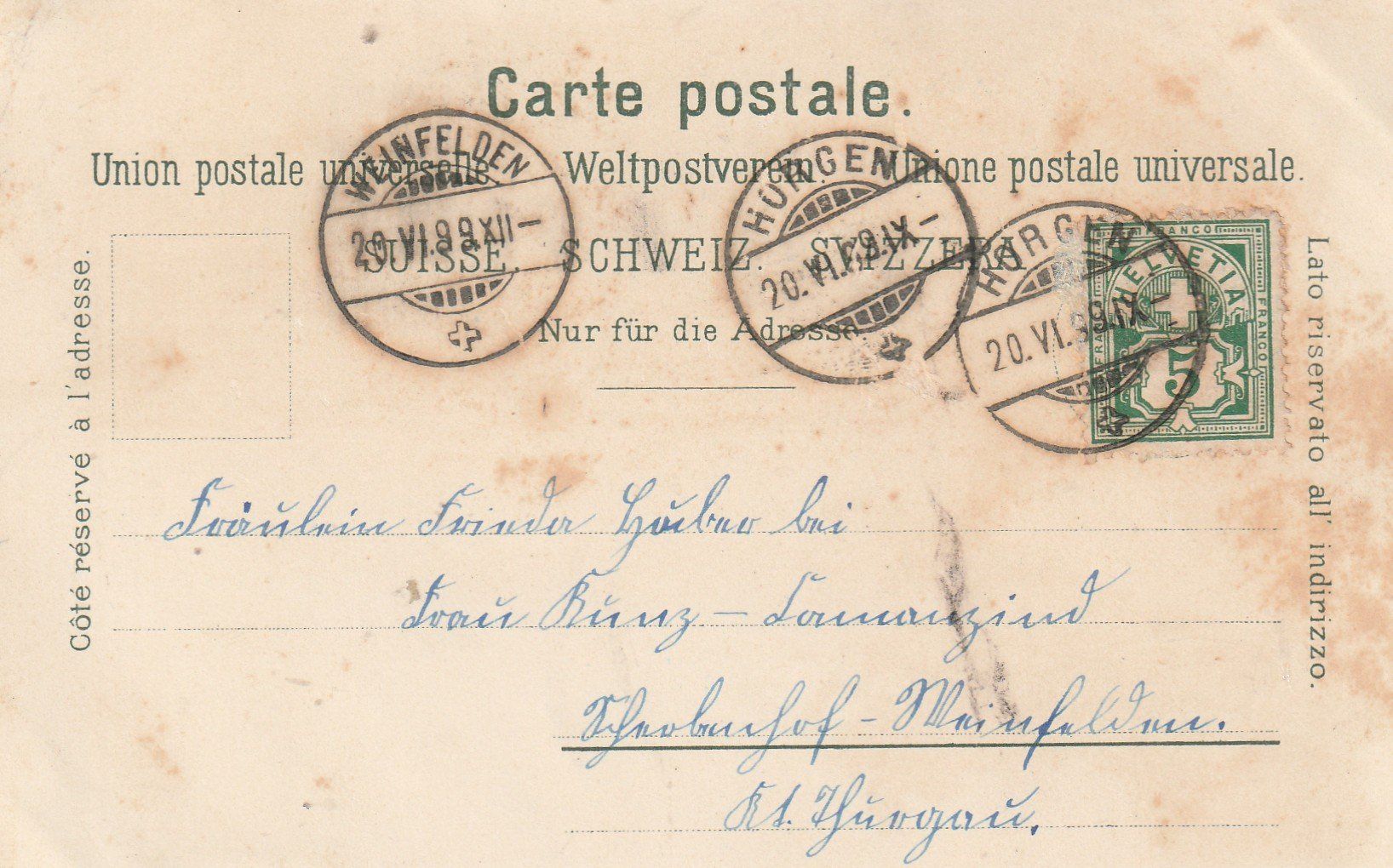 Ansichtskarten: AK  Gruss aus Horgen Litho 1899 – Gebraucht aus Rupperswil von Ema10 1