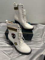 Stiefeletten Schürschuhe Weiss Lack Gr 41 Neu Gratis Versand