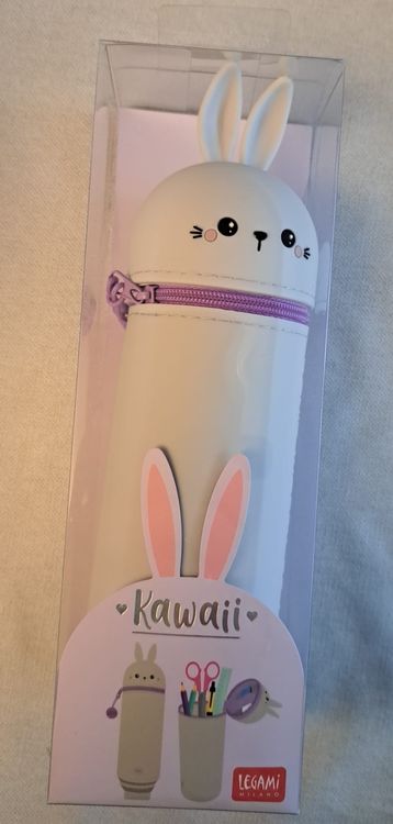QRKPVHD Trousse Ecole 2 en 1 en Silicone Souple Kawaii, Porte-Plume, Fermeture Eclair en Silicone, Lapin Pochette de Stylo, Crayons, Marqueurs, Étui pour Fournitures Scolaires de Grande capacité