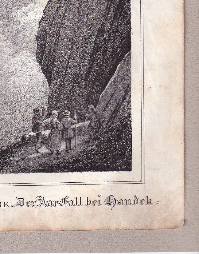 Incisioni: HANDECK WASSERFALL, AARE, LITHOGRAPHIE VON 1836-1845 – Usato da Grüningen venduto da Kartensammler 4
