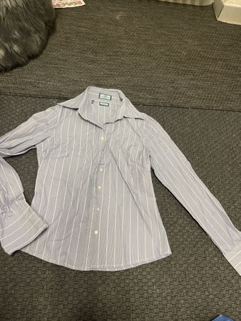 Bluse hellblau m glitterstreifen gr 38
