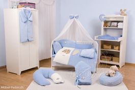 Bettwäsche 3er Set Baby Kinder bär blau