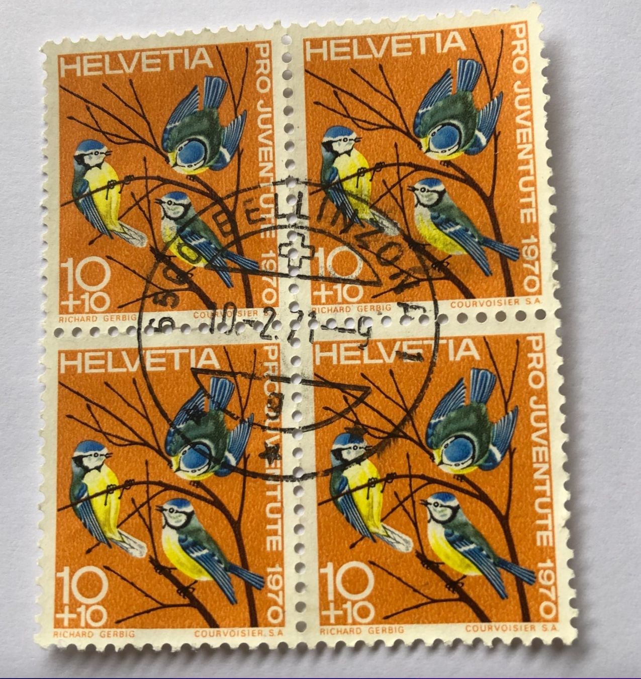 Alle Briefmarken: 4 er Block Nr.J 232 mit Stempelt BELLINZONA – Gebraucht aus Aarau von Billa007