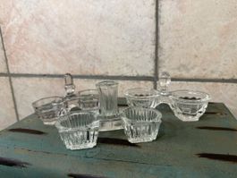 Drei Vintage Glas Salz- und Pfefferstreuer