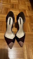 Zara Block Heel Pumps Women's Size 39 Burgundy Black Ta