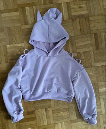 Pull à capuche mauve, 9-10 ans